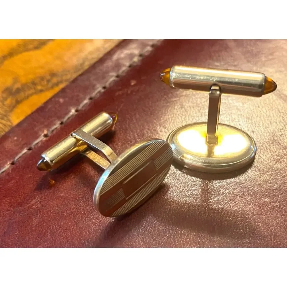 VTG Krementz Gold Tone Cufflinks with Etching and a Place for Monongram